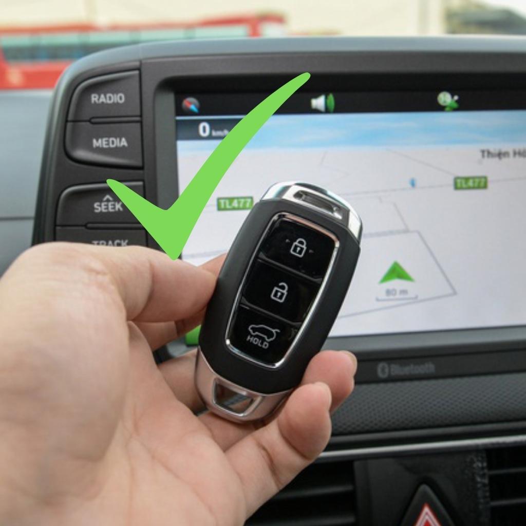Bao da dành cho móc khoá bọc ốp chìa khóa xe ô tô Hyundai Kona, Santafe 2018 - 2020, Accent 3 nút bấm, Hyundai12