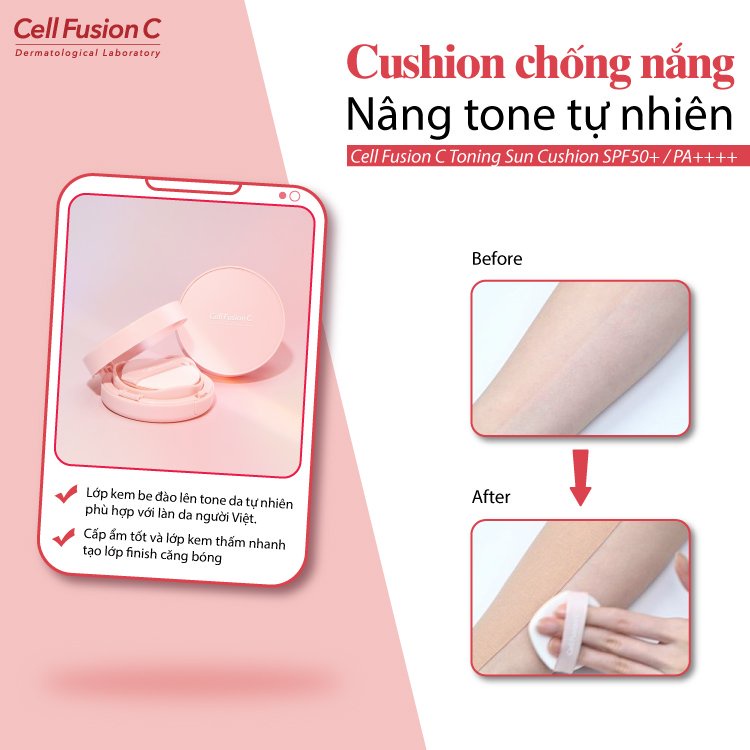 Phấn Nước Chống Nắng Dưỡng Trắng Nâng Tone Da Cell Fusion C Toning Sun Cushion SPF50+/PA++++