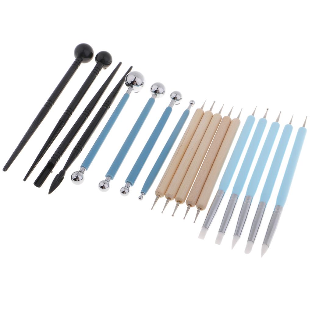 Đa Năng 18 Miếng Polymer Mô Hình Đất Sét Điêu Khắc Dụng Cụ, Dotting Bút Bi Stylus, đồ Gốm Sứ Đất Sét Thụt Vào