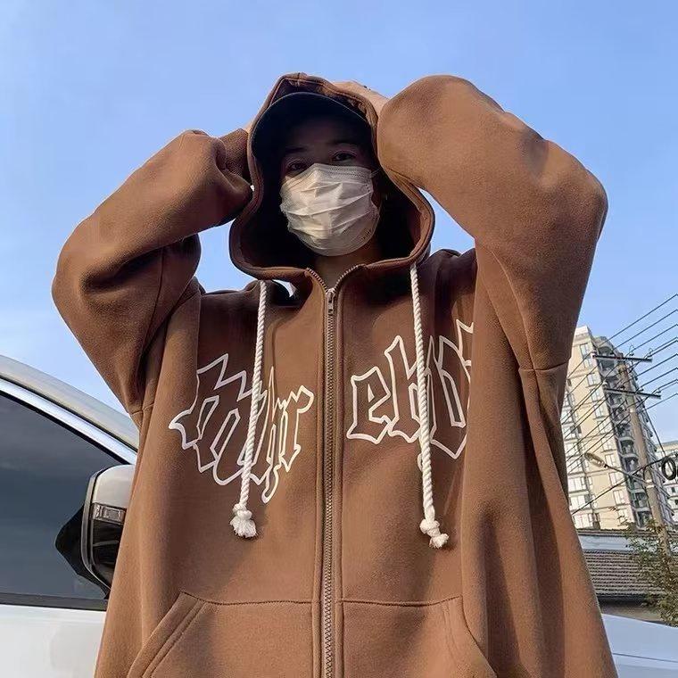 Áo Khoác Hoodie In Chữ Phong Cách Âu Mỹ Cho Cặp Đôi