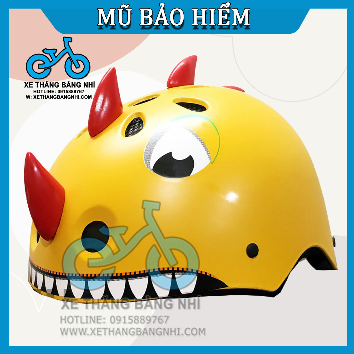 Mũ bảo hiểm khủng long cho bé - Size S cho bé dưới 4 tuổi - Xanh dương