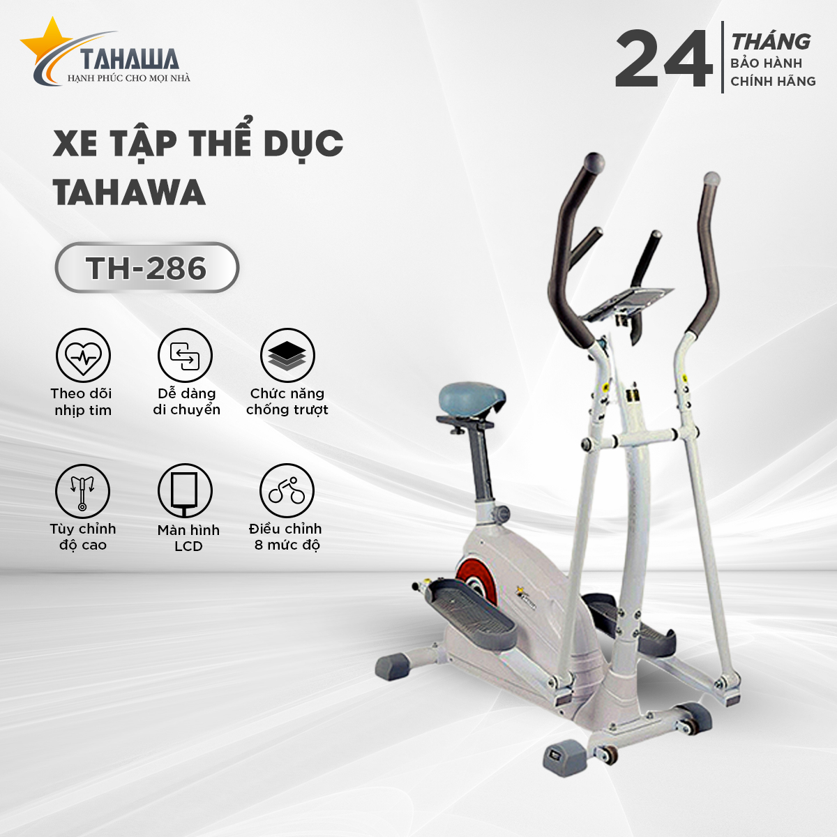 Xe đạp tập thể dục TAHAWA TH-286 Xe đạp tập thể dục tại nhà Tăng cường sức khỏe, không cần di chuyển vẫn có thể tăng cường sức khỏe người sử dụng