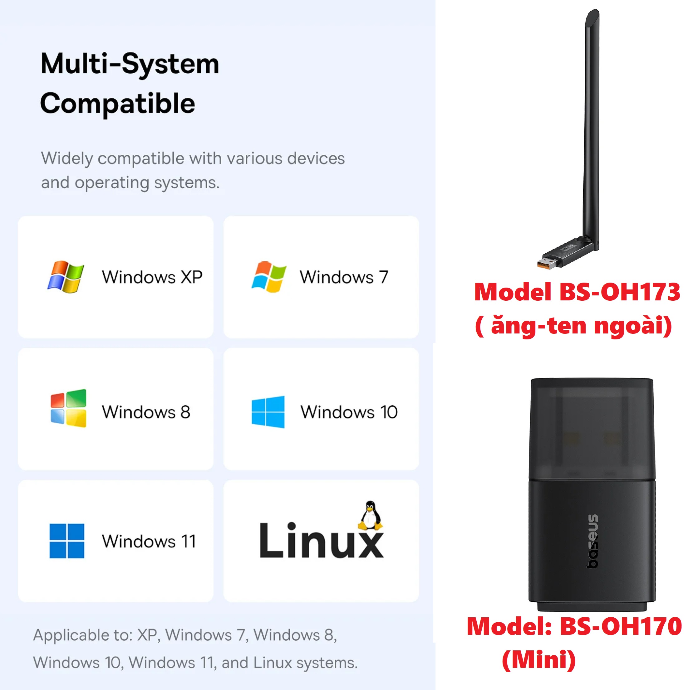 USB wifi tốc độ cao 650Mbps 2 băng tần Baseus FastJoy Series BSOH173 ăng ten ngoài BSOH170 mịni _ Hàng chính hãng