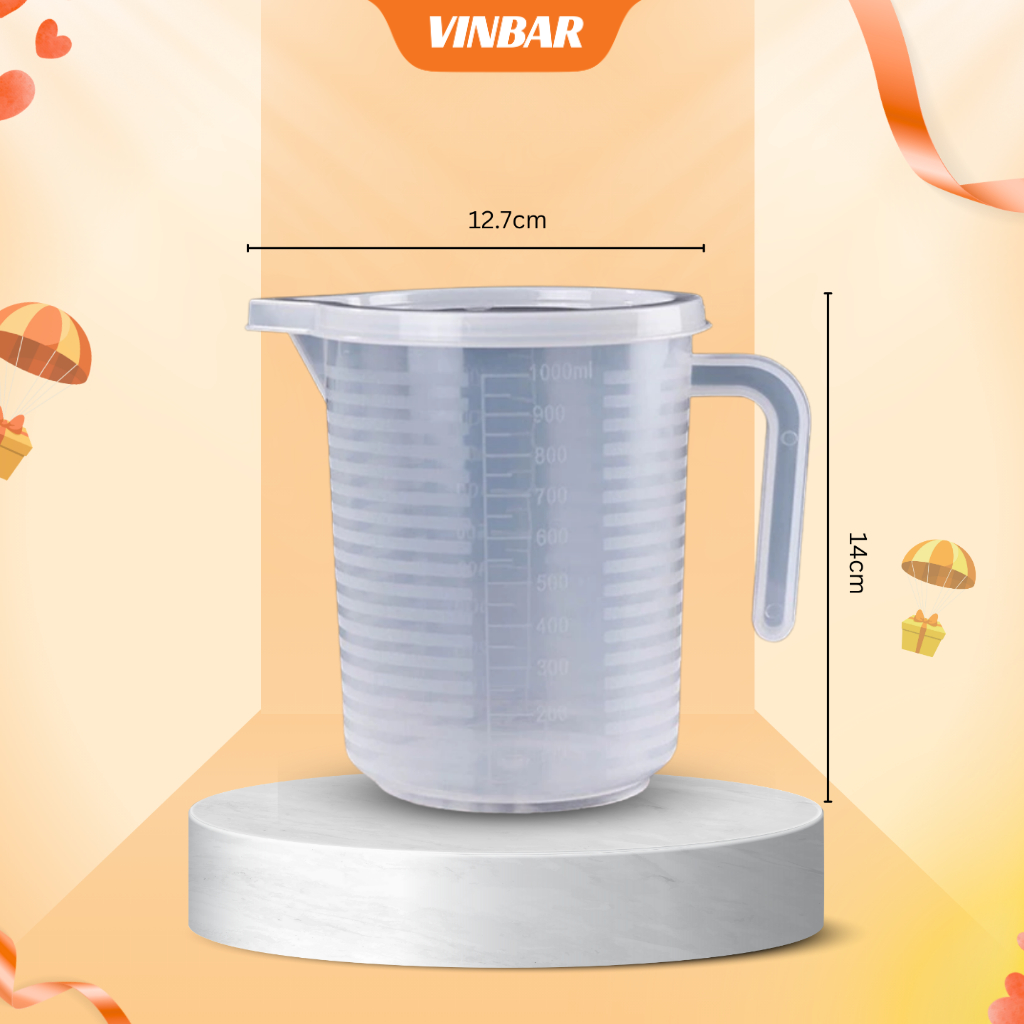CA ĐONG NHỰA 1000ML + NẮP DÙNG TRONG PHA CHẾ, BẾP BÁNH