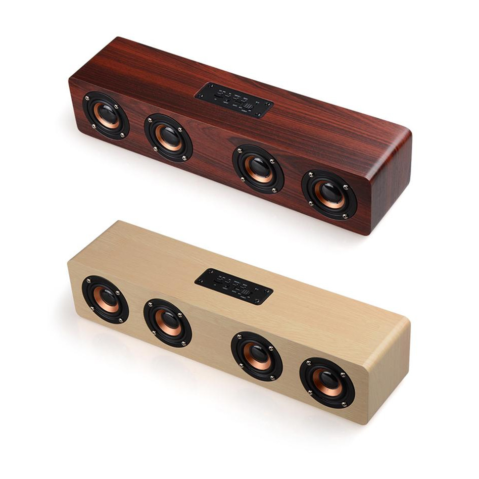 Loa gỗ Bluetooth W8 Hifi 12W Loa siêu trầm không dây Âm thanh nổi Chất liệu từ gỗ cao cấp, có 4 loa nghe nhạc cực hay - Hàng Chính Hãng