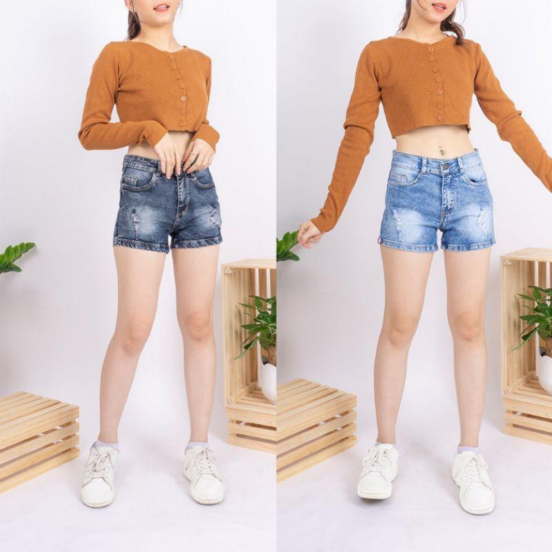 Quần Short Jean Nữ Vải Co Giãn