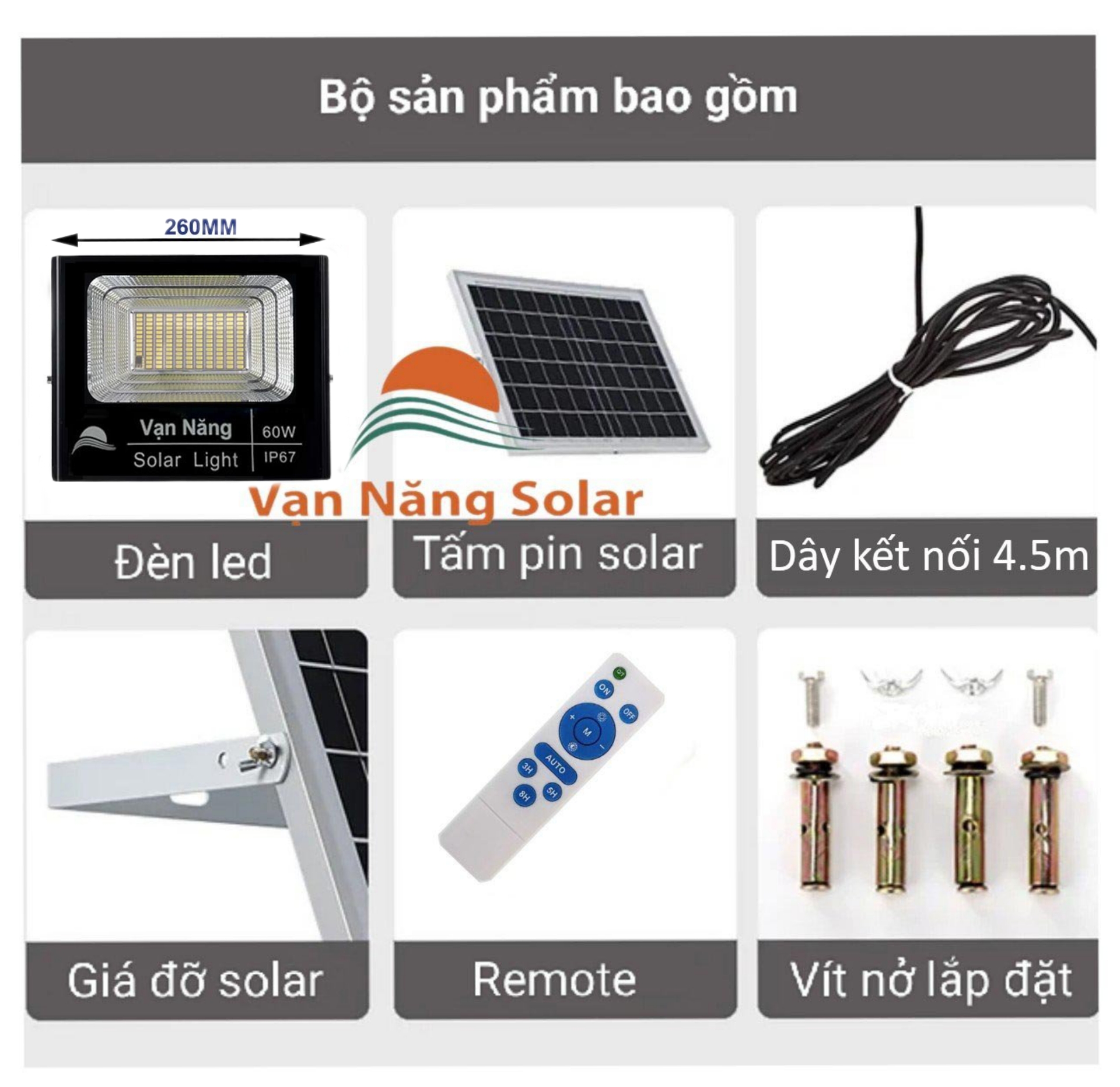 Đèn pha năng lượng mặt trời Vạn Năng Solar 100W