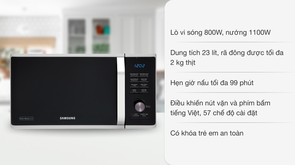 Lò Vi Sóng Có Nướng Samsung MG23K3575AS/SV (23 lít) - Hàng chính hãng