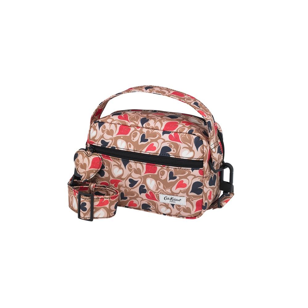 Cath Kidston - Túi đeo chéo/The Heartly Cross Body - Marble Hearts Ditsy - Brown -1041330