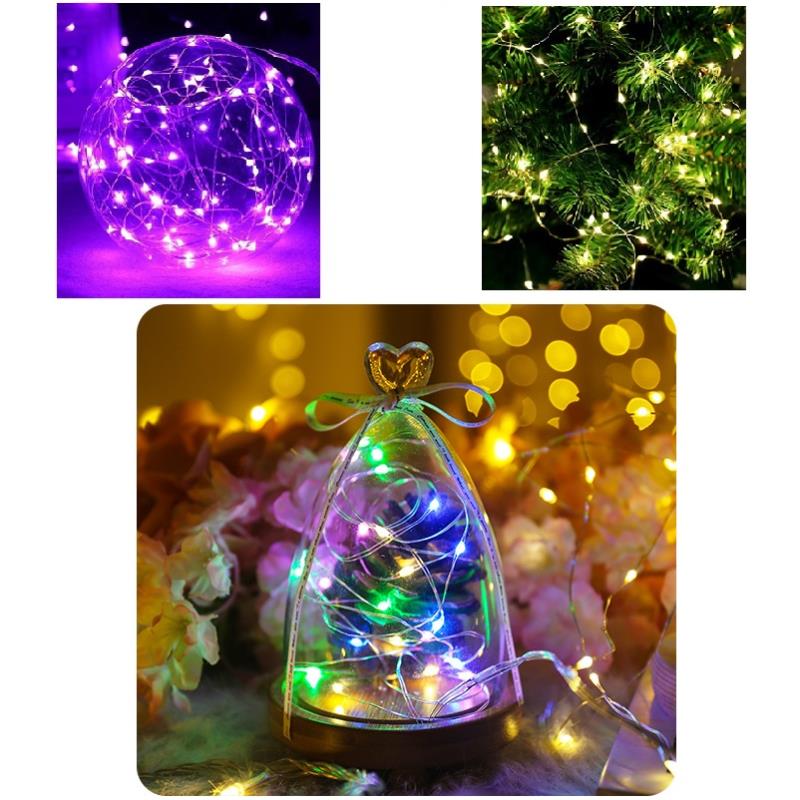 Bộ 2 Đèn led dây, đèn led trang trí dây đồng mini - mix màu