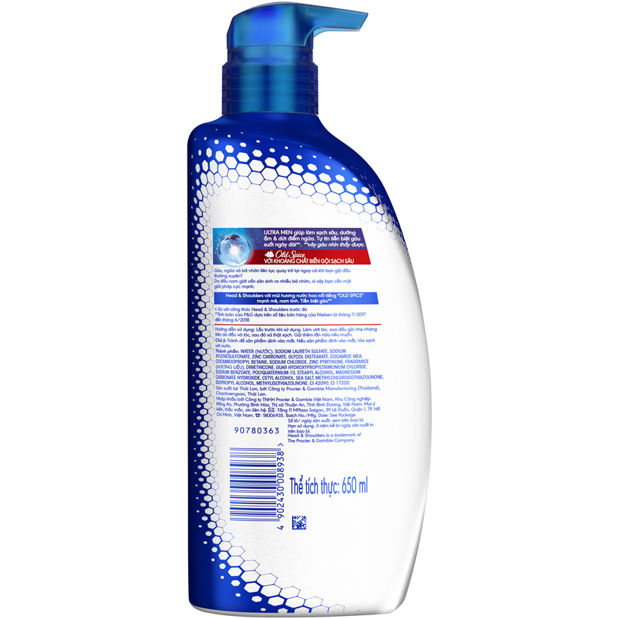 Dầu Gội Head &amp; Shoulders Men Hương Nước Hoa Old Spice 650ml