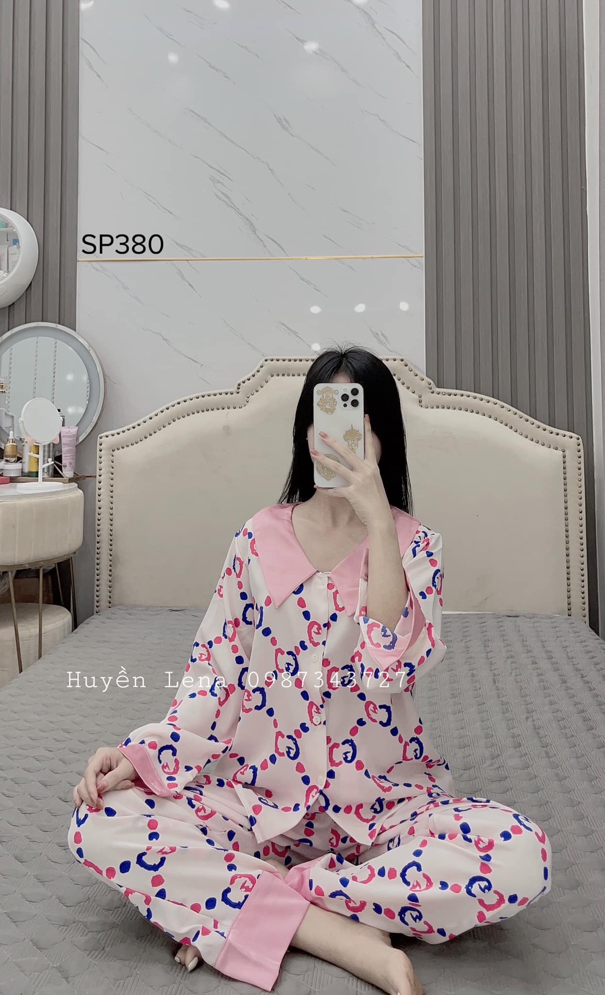 Bộ pijama tay dài chất liệu lụa mango cao cấp, bộ đồ ngủ nữ pyjama cổ nhọn sang trọng DD01