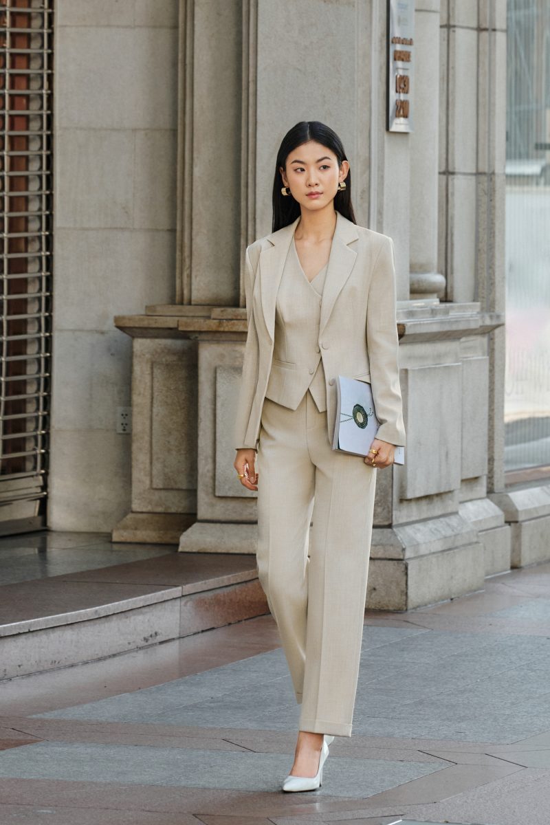 Áo blazer vai rộng MADDY thiết kế cao cấp WHITE CHIC
