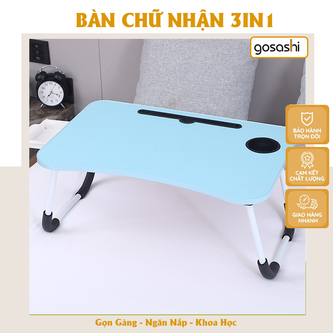 Bàn Học Gấp Gọn Thông Minh Ngồi Bệt Có Khe Để Điện Thoại, Máy Tính Bảng Khe Để Cốc Và Ngăn Kéo Nhỏ. Bàn Mini Giá Rẻ Cho Học Sinh, Sinh Viên. Chất Liệu Gỗ Ép