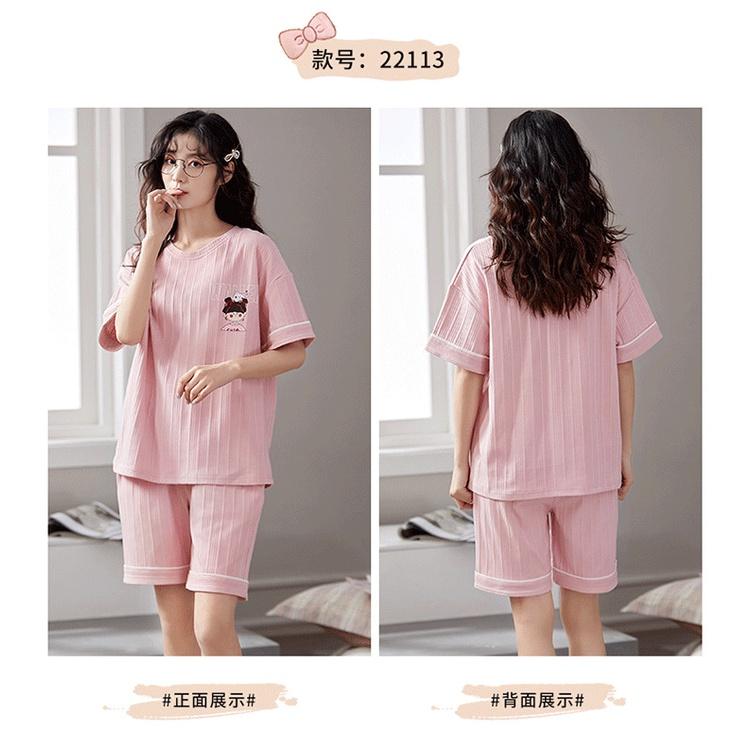 Bộ đồ cotton mùa hè 2022 quần short ngắn tay mới chất lượng cao mùa xuân và mùa hè ngắn tay bộ đồ mặc nhà đi chơi