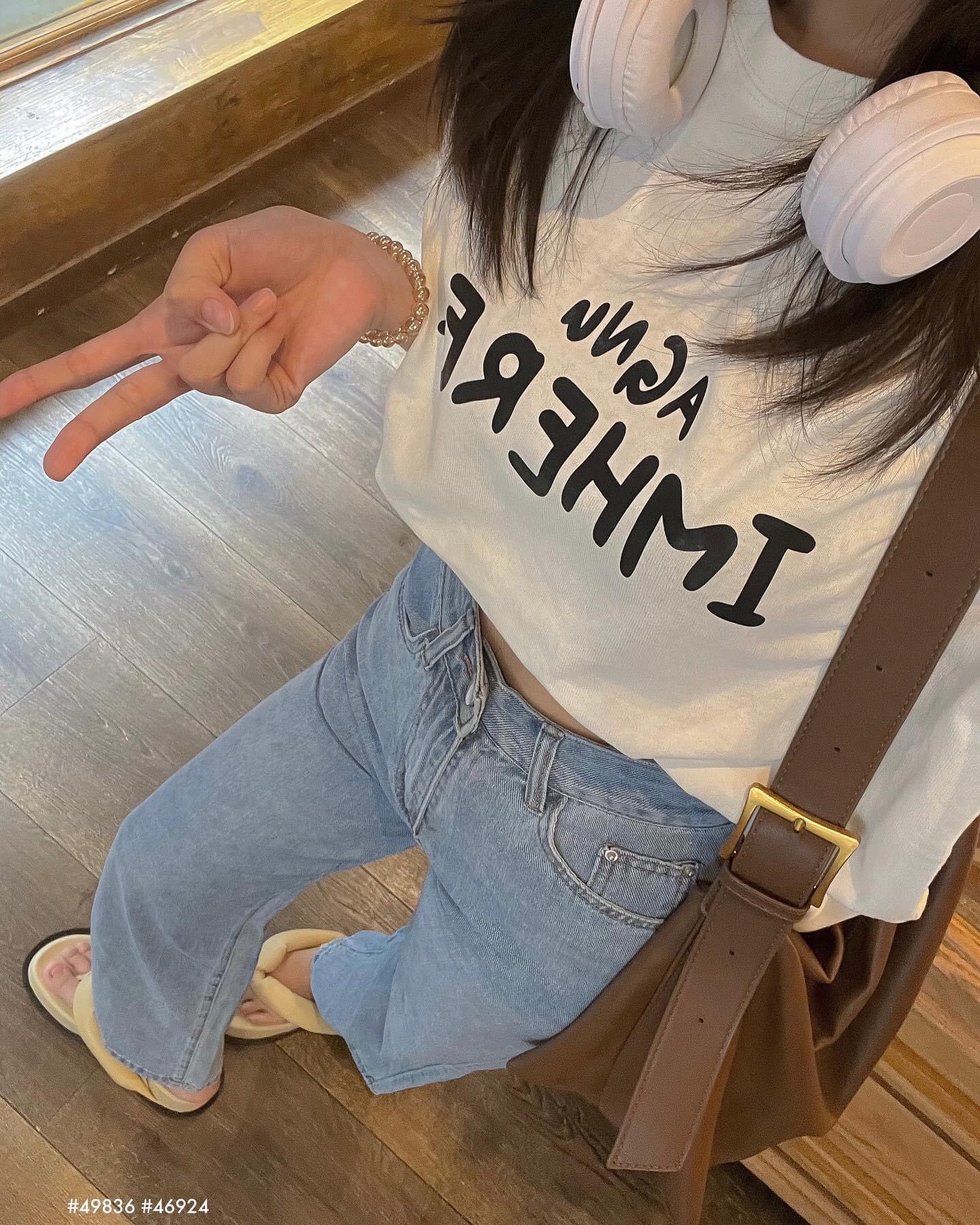 "Áo thun IMHERE _Áo thun nữ dáng rộng tay lỡ chất thun cotton mềm mịn mát