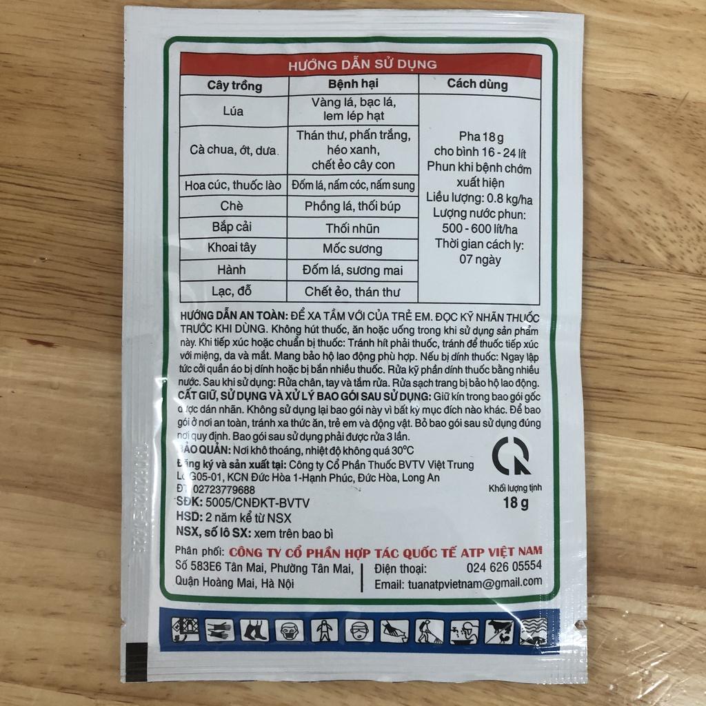 Chế phẩm trừ bệnh cây trồng vua diệt nấm 18g, thán thư, gỉ sắt, phấn trắng, đốm lá, vàng lá, đen thân, thối trái