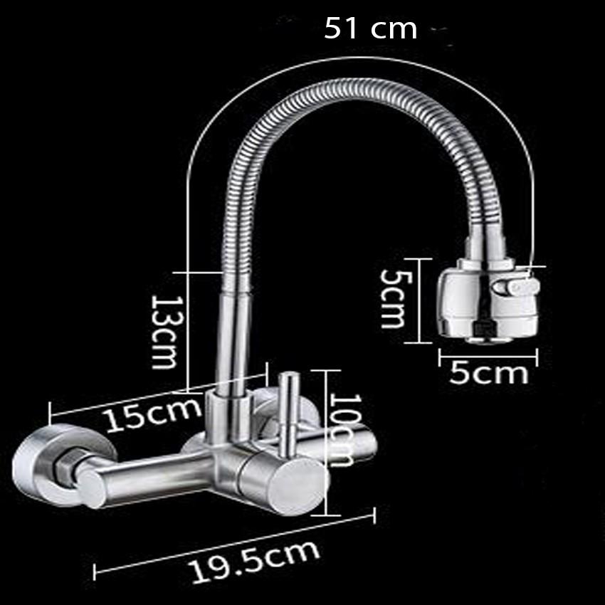 Vòi rửa chén bát nóng lạnh gắn tường OS632 cần mềm Inox 304 2 chế độ phun tiết kiệm nước