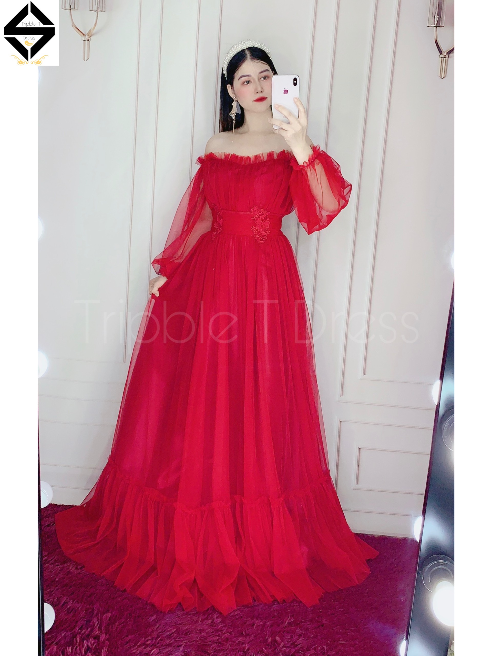 Đầm maxi dự tiệc mặc cưới TRIPBLE T DRESS - size M/L ( ảnh/video thật ) MS165Y