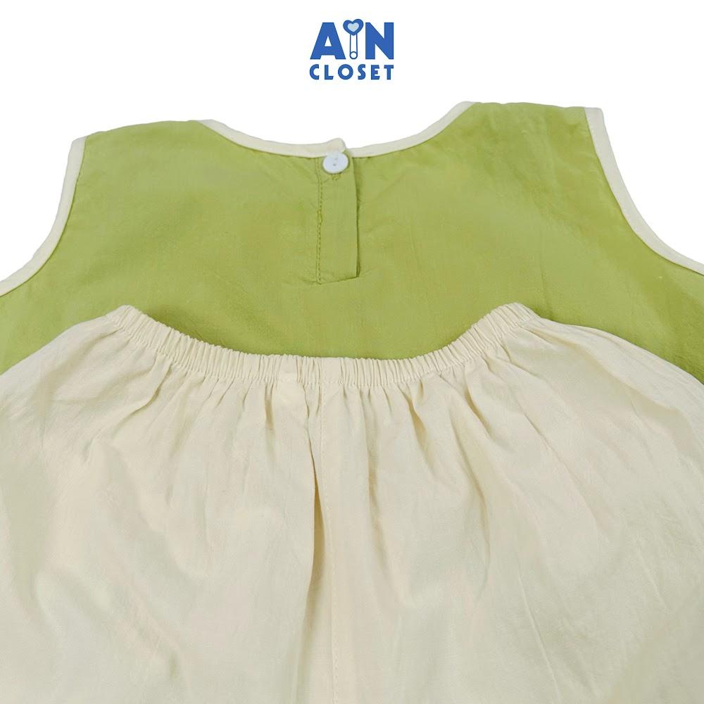 Bộ quần áo Ngắn bé gái Họa tiết Túi Tai Gấu Xanh Be cotton - AICDBGJHX7QA - AIN Closet