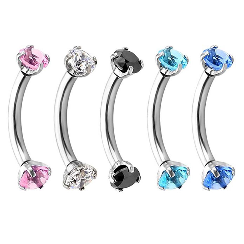 Stainless Steel Zircon Curved Barbell Eyebrow Piercing Jewellery White