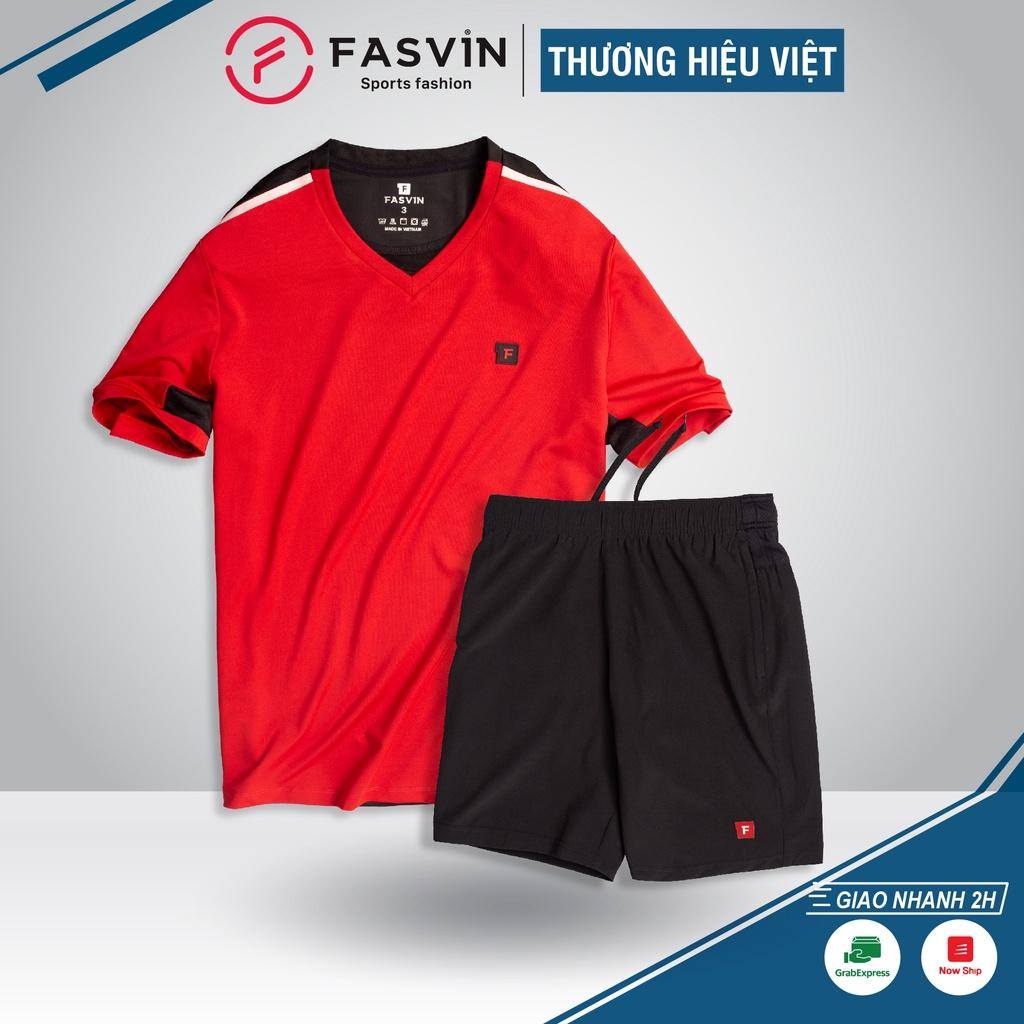 Bộ quần áo thể thao nam Fasvin AV20229.HN cộc tay vải thể thao mềm nhẹ co giãn tốt