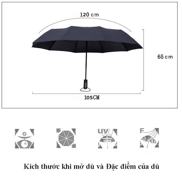 Ô dù che nắng, che nắng, chống tia UV, nút đóng mở tự động 2 chiều 10 nan thép cao cấp