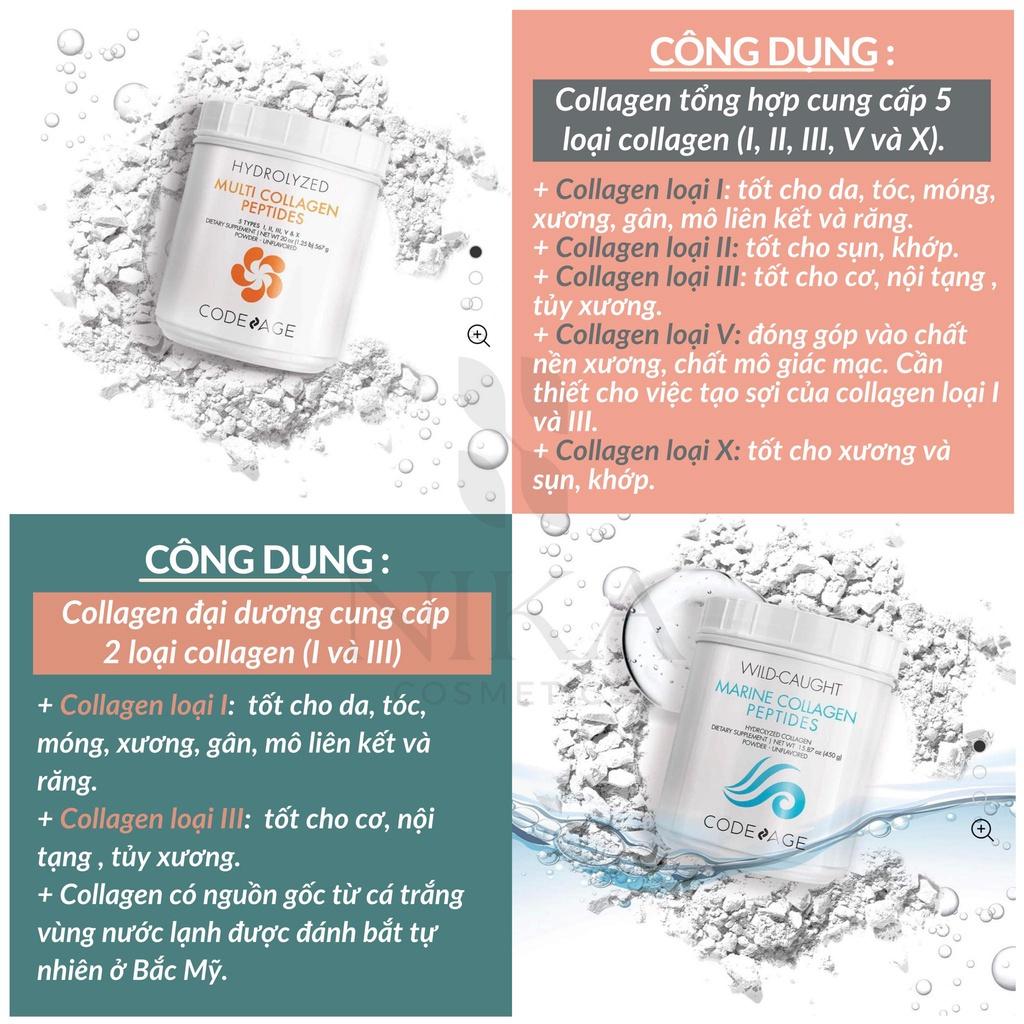 HÀNG NHẬP KHẨU-Bột Collagen Thủy Phân Code Age Hydrolyzed Multi Collagen Peptides Tổng Hợp Giúp Trẻ Hóa Da Chống Lão Hoá