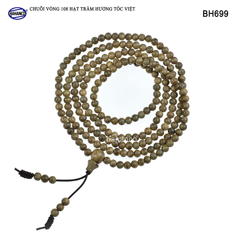 Vòng tay Trầm Hương chuỗi tràng 108 hạt (BH699) Chuỗi vòng trầm 2in1 - Trầm Tốc Việt - Bracelet of HAHANCO