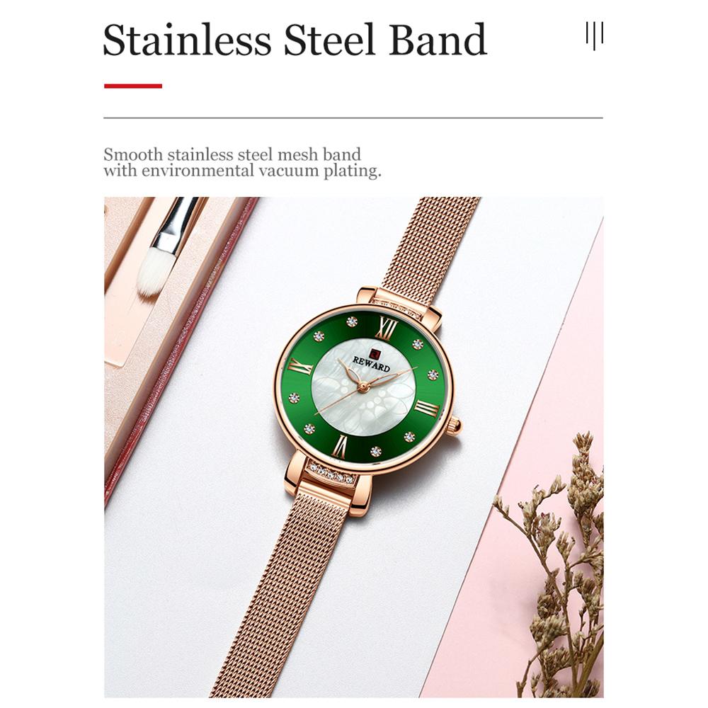 Đồng hồ nữ Quartz Movement Dây đeo bằng thép không gỉ Hiển thị thời gian  chống thấm nước 30M - Màu trắng