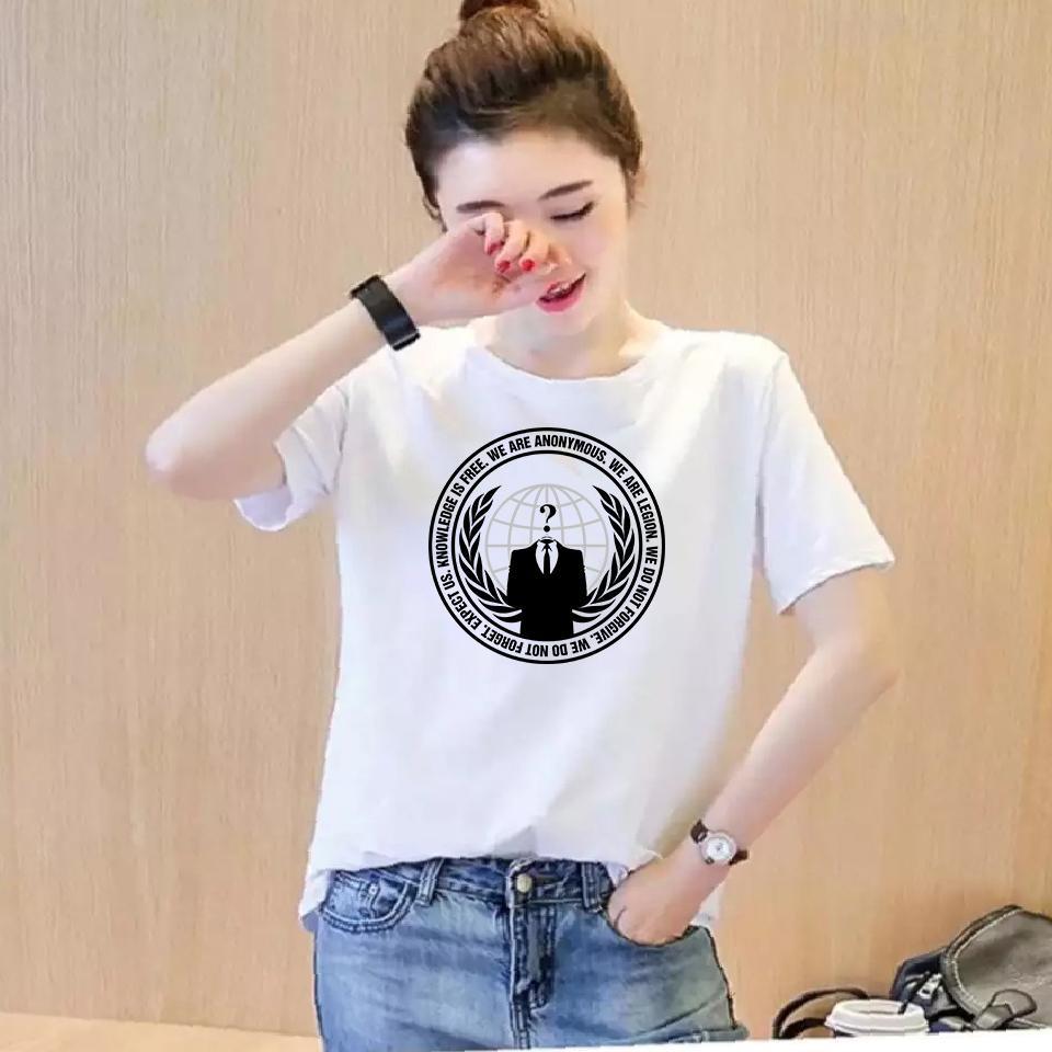 Áo thun nữ we are anonymous form rộng hàn quốc vải dày mịn