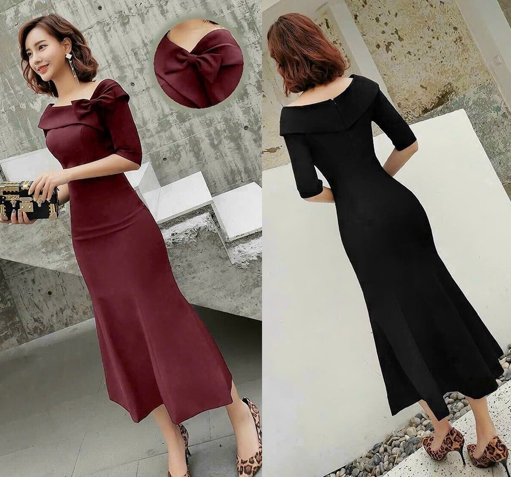 [Hàng thiết kế] Đầm body đuôi cá dài đính hoa