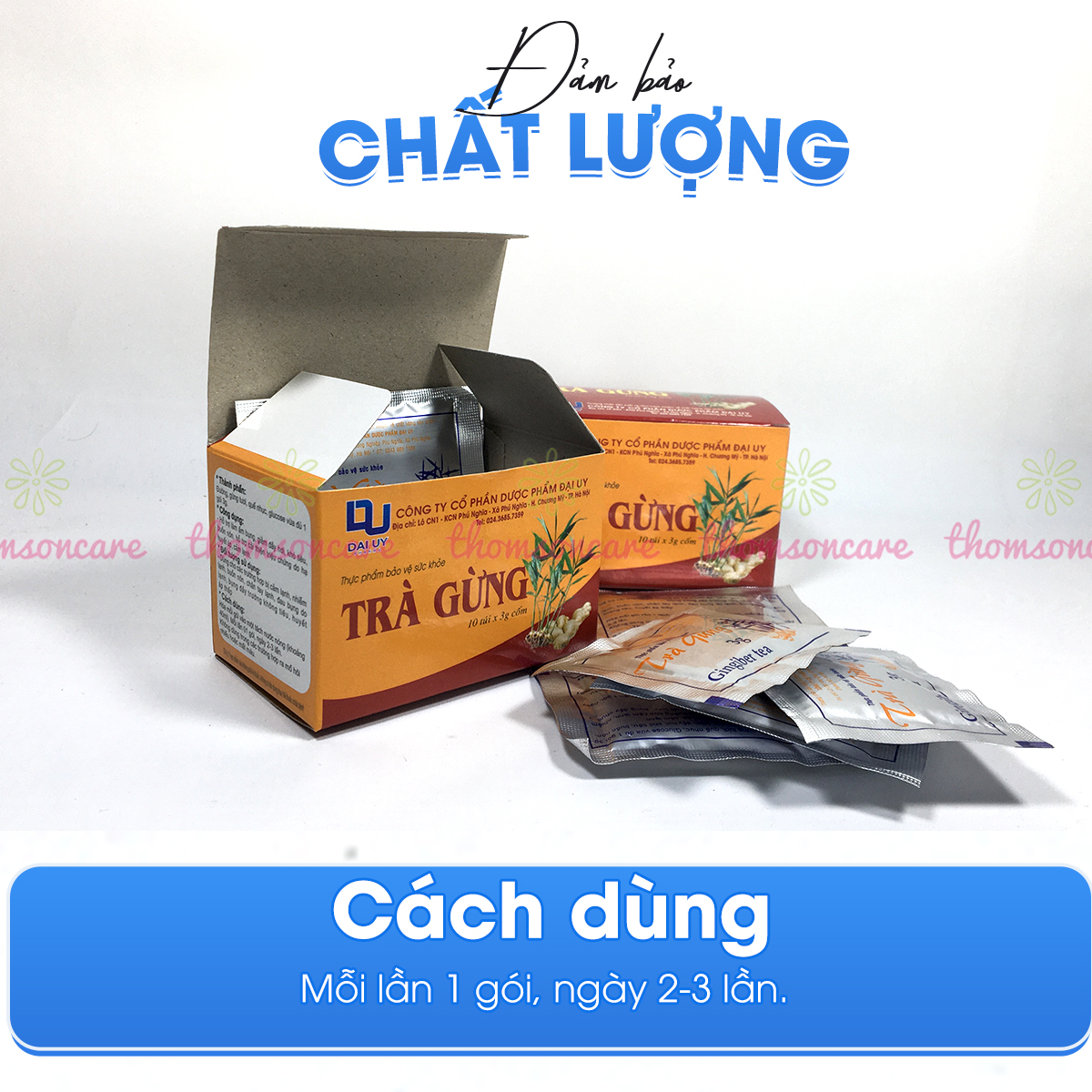 Trà gừng làm ấm cơ thể, giảm đầy hơi, khó tiêu, giảm cảm lạnh - Hộp 10 gói x 3g Đ.Y