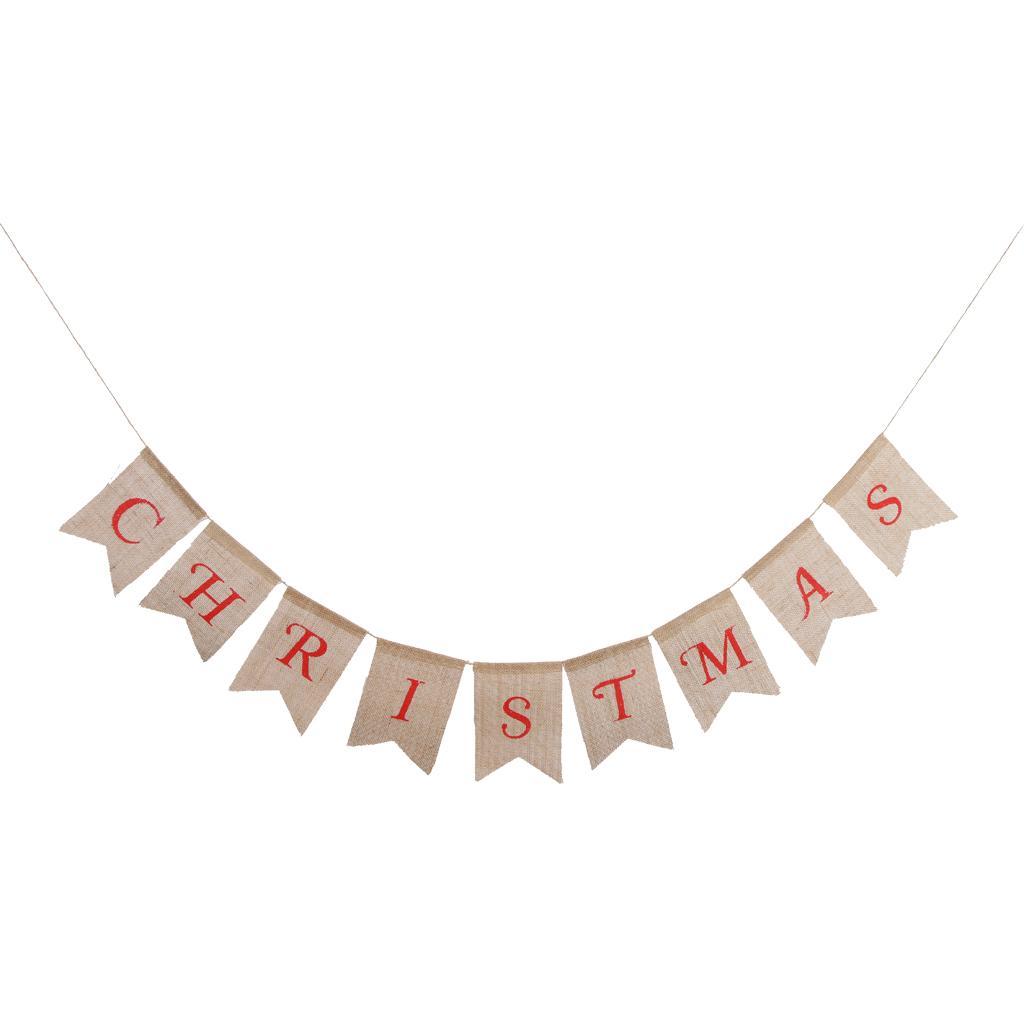 Burlap Bunting Xmas Banner Merry
