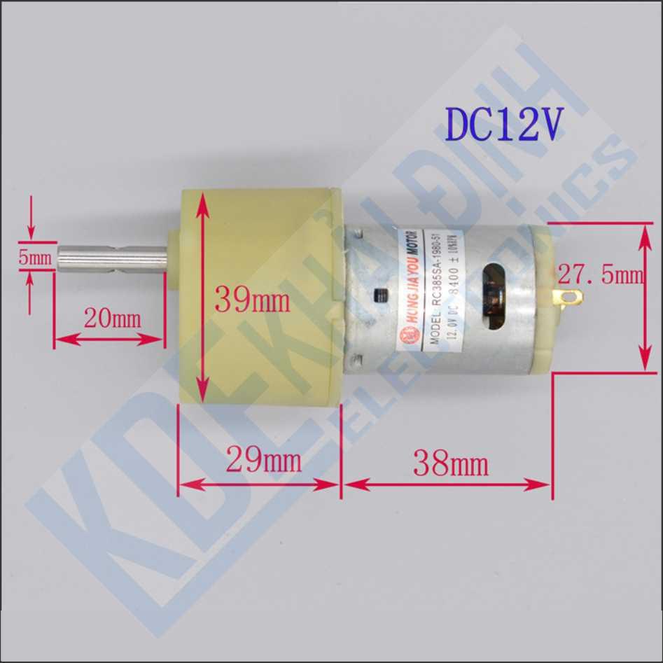 động cơ giảm tốc RS385SA, 12-24Vdc, 30-60v/p kde2513