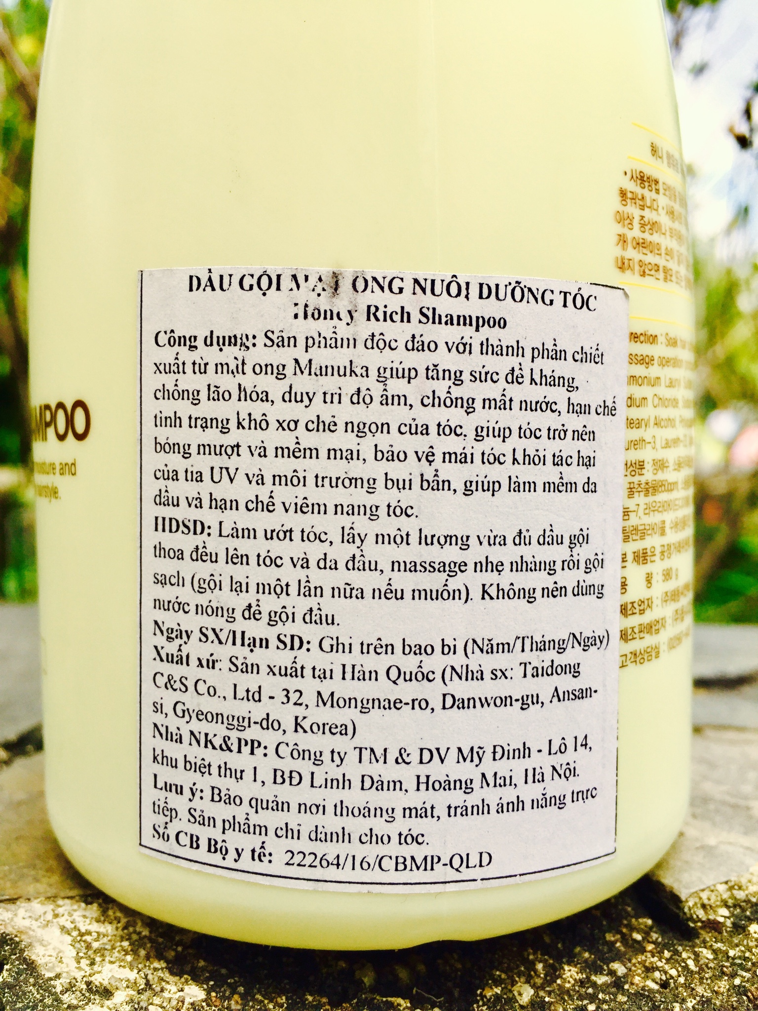 Dầu gội mật ong nuôi dưỡng tóc Obsidian Honey Rich Hàn Quốc 580ml tặng kèm móc khoá