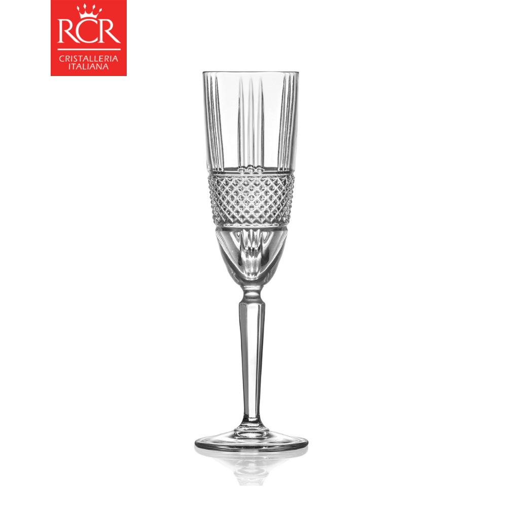 Ly Rượu Vang Thuỷ Tinh Pha Lê Ý RCR - Brillante Flute Goblet 180ml