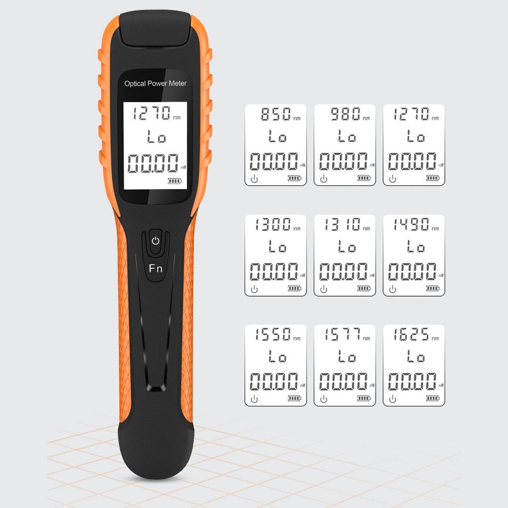 Mini Optical Power Meter High Precise Rechargeable Optical Fiber Detector 9 Standard Wavelength Cycle Switching with Frequency Recognition LED Flashlight Self-calibration Function