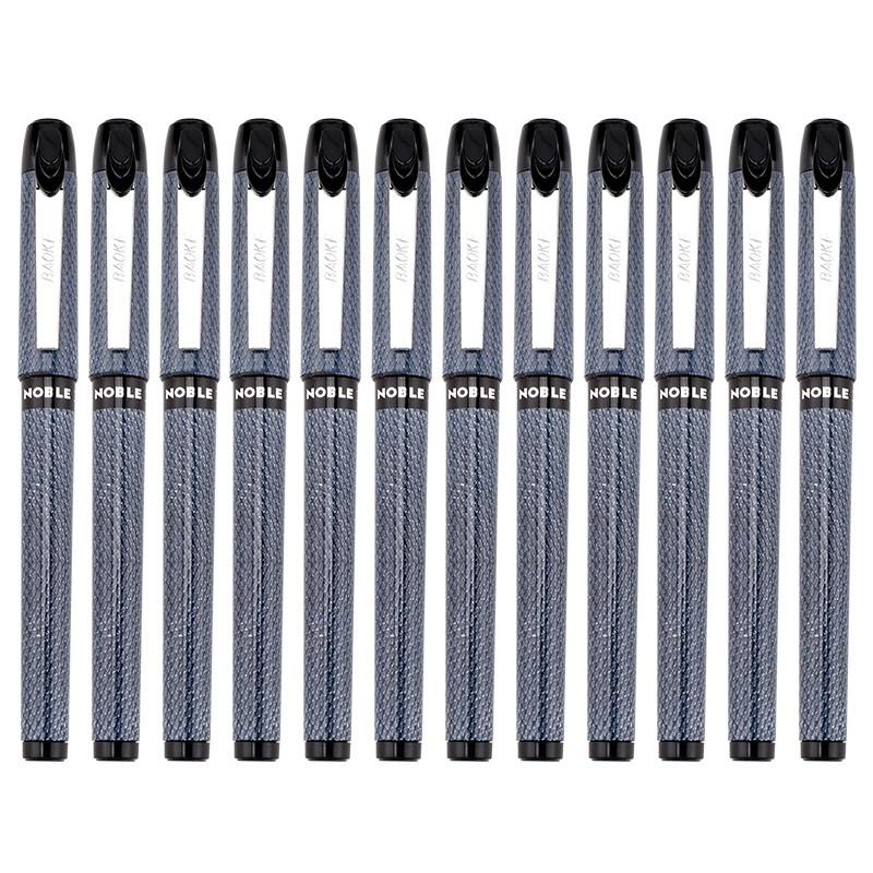 Hộp 12 Cây Bút mực gel BAOKE  da rắn mịn 0.5 / 0.7 / 1.0 mm, bút mực gel kẹp kim loại chất lượng cao