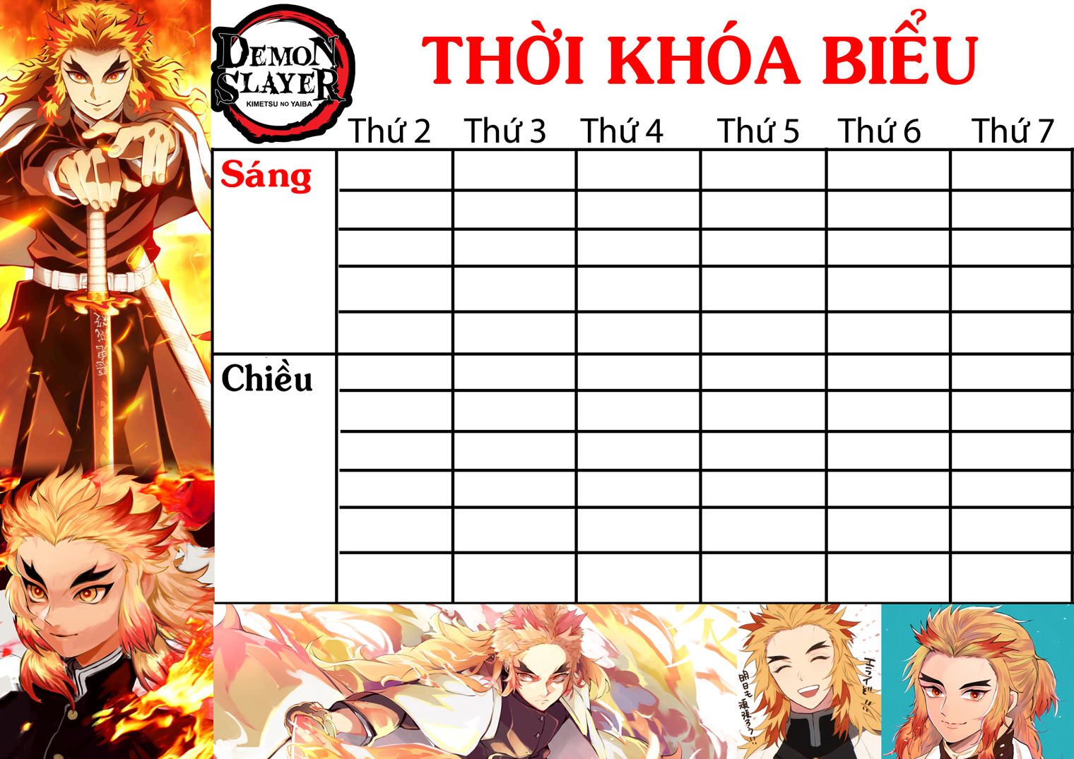 COMBO 5 THỜI KHOÁ BIỂU Kimetsu no Yaiba nhiều mẫu khasc nhau 15x21cm