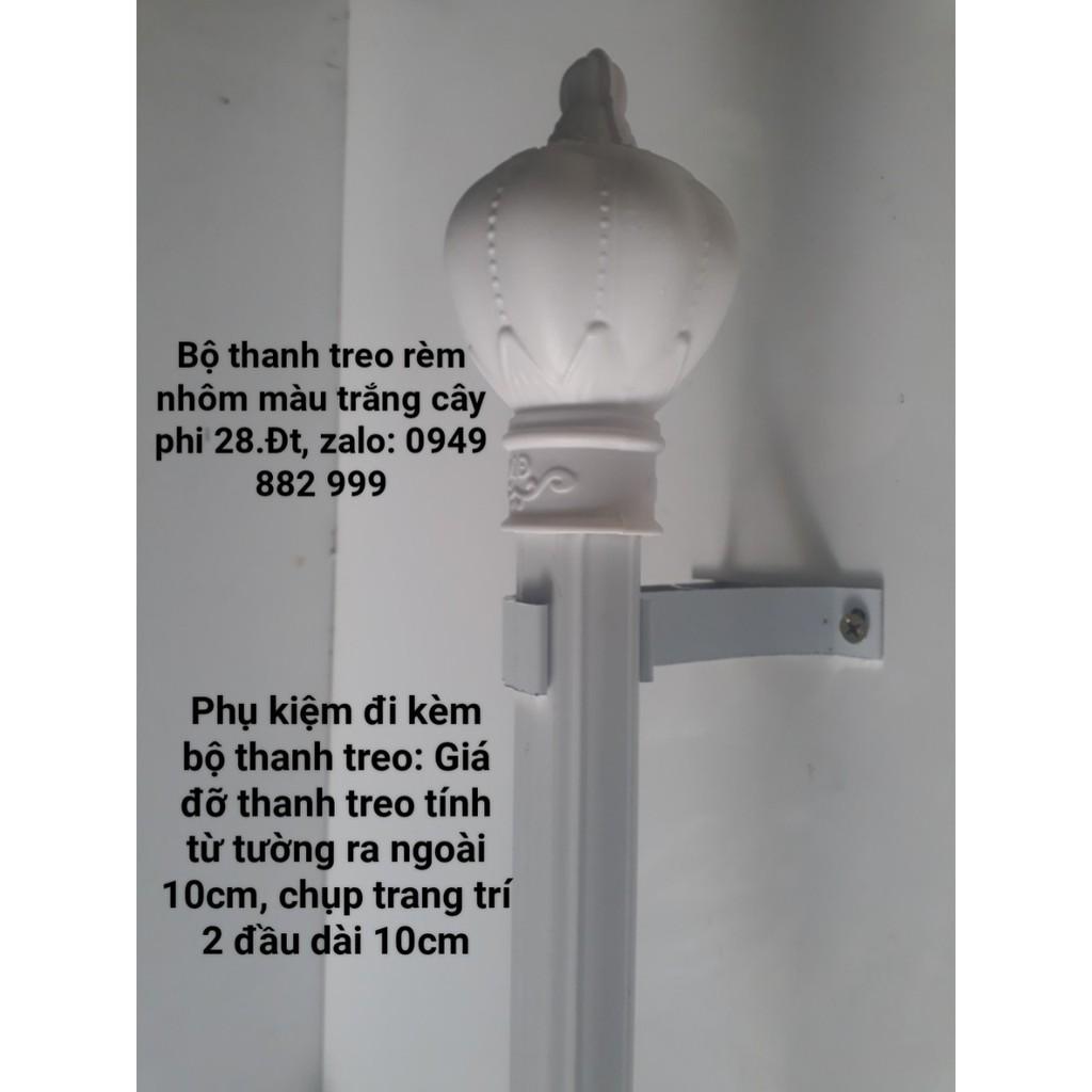 Thanh Treo Rèm Cửa Bằng Nhôm Màu Trắng, Cây Phi 28 Đủ Phụ Kiện Đi Kèm