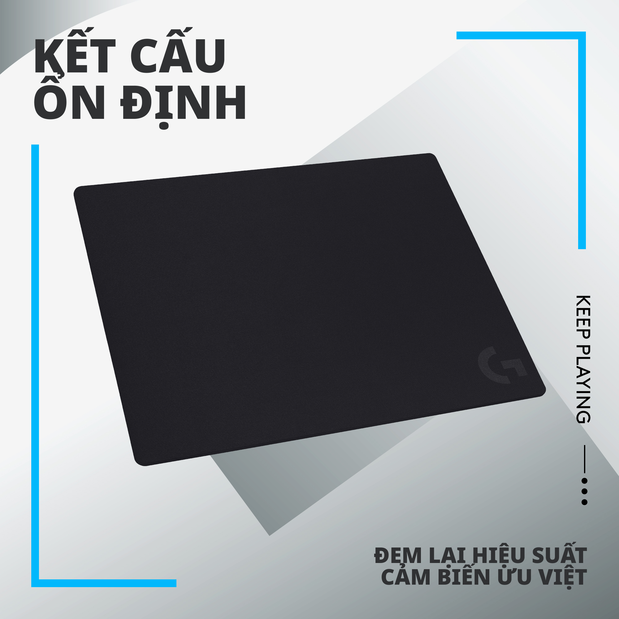 Bàn di chuột game Logitech G740 tấm lót chuột chơi game bằng vải, tối ưu cho chơi game, ma sát, chống trượt kích thước 460 x 400 x 3 mm , cho Mac và PC - Hàng Chính Hãng