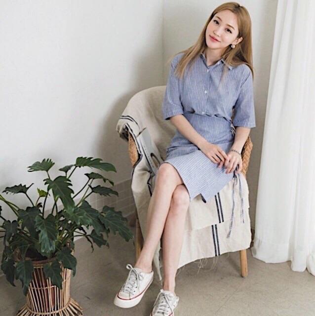 Đầm Suông Ngắn Sơmi Cột Eo