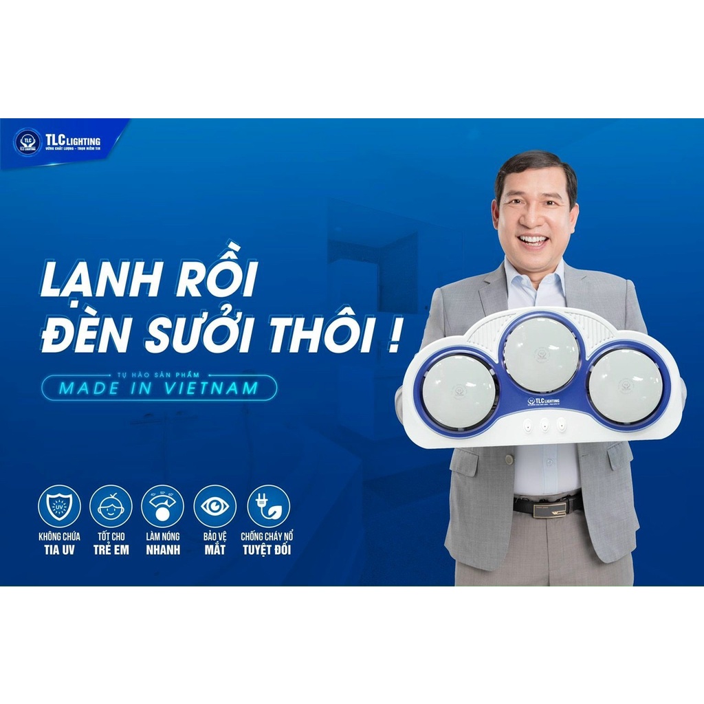 Đèn sưởi nhà tắm ba bóng trắng – Hàng Chính Hãng TLC Lighting