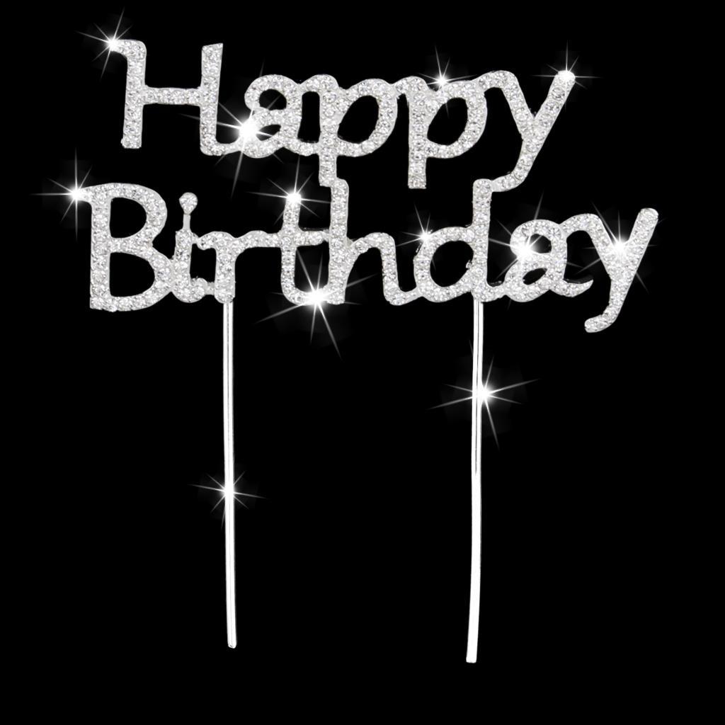 Happy Birthday Letters Double Heart Rhinestone Cake Topper Cake Centerpieces