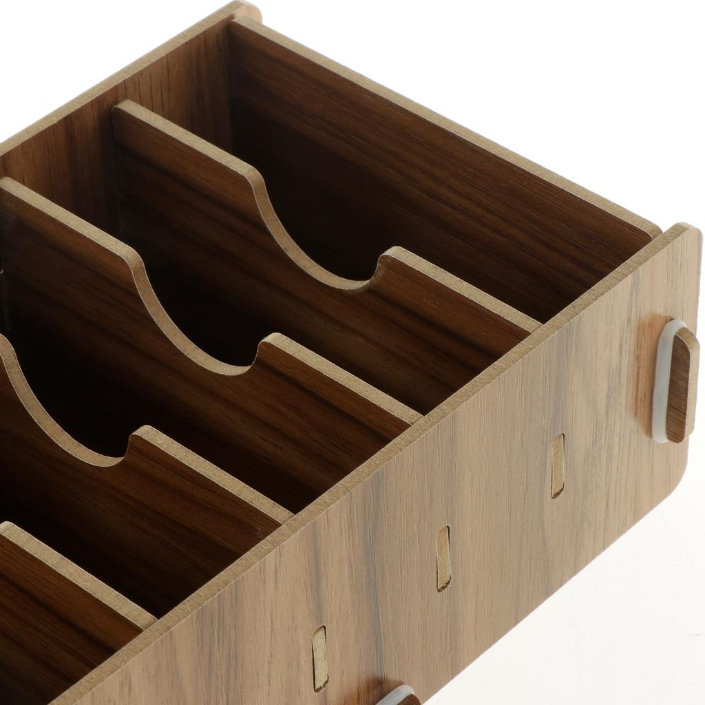 6X Wooden Card Holder, Card Case Storage Box Organizer for Office Cherry Wood