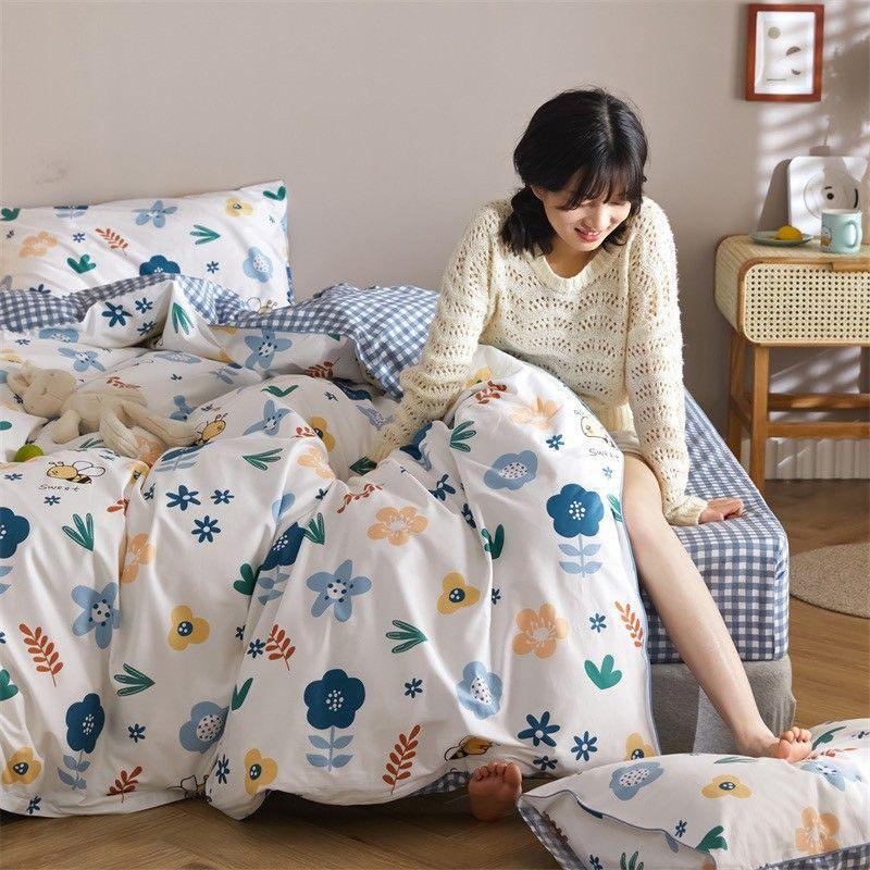 Combo Ga gối poly bộ ga gối cotton ngộ nghĩnh đáng yêu, bo chun drap ga giường