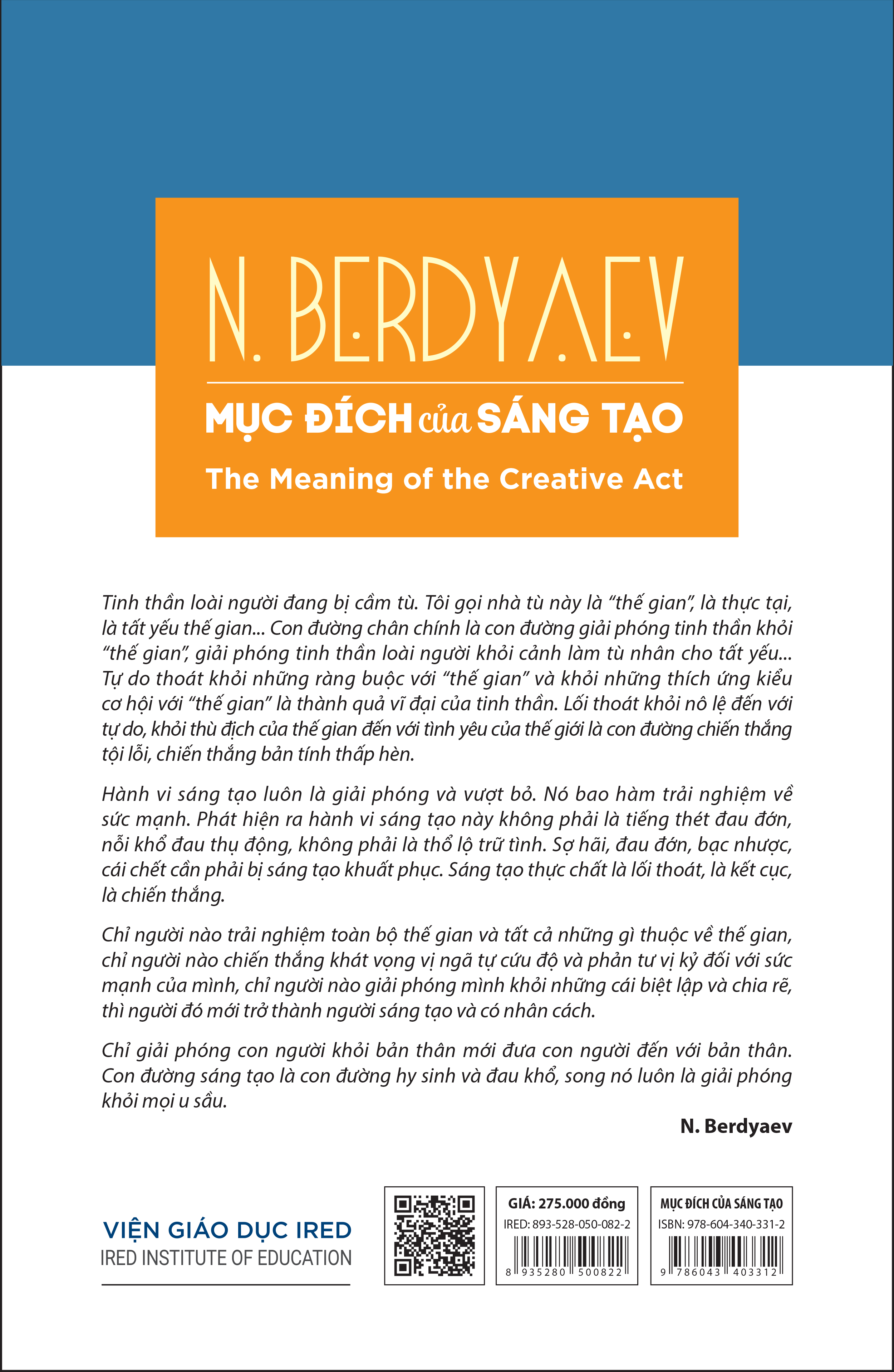Sách IRED Books - Mục đích của sáng tạo - N. Berdyaev