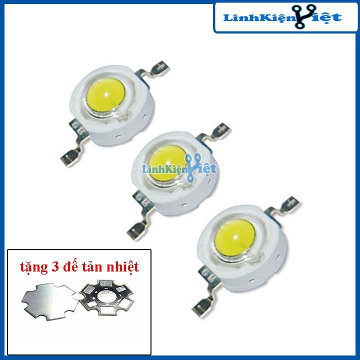 Bộ 3 Led Công Suất 1W Sáng Xanh Lá ( Tặng 3 Đế Tản Nhiệt - Chưa Hàn )