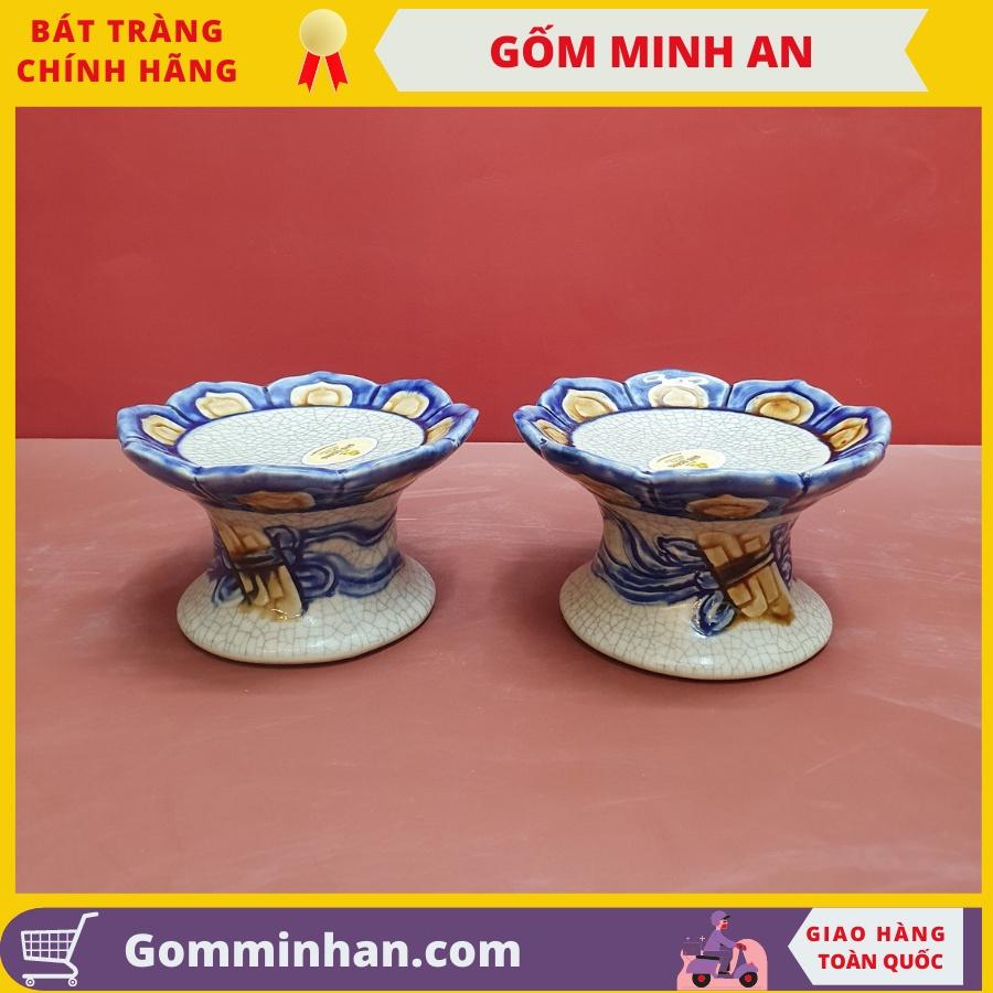 Chân Nến Thờ Sứ-Men Rạn Đắp Nổi Cao Cấp- Nghệ Nhân Phạm Đạt Bát Tràng- Gốm Minh An